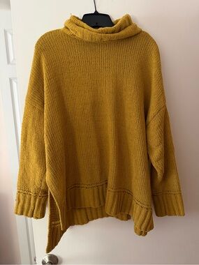 aerie Mustard Yellow Cowl Neck Oversized Sweater
